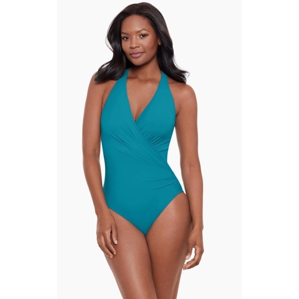 Miraclesuit Women's Rock Solid Wrapsody One Piece Swimsuit Maldives Blue 14